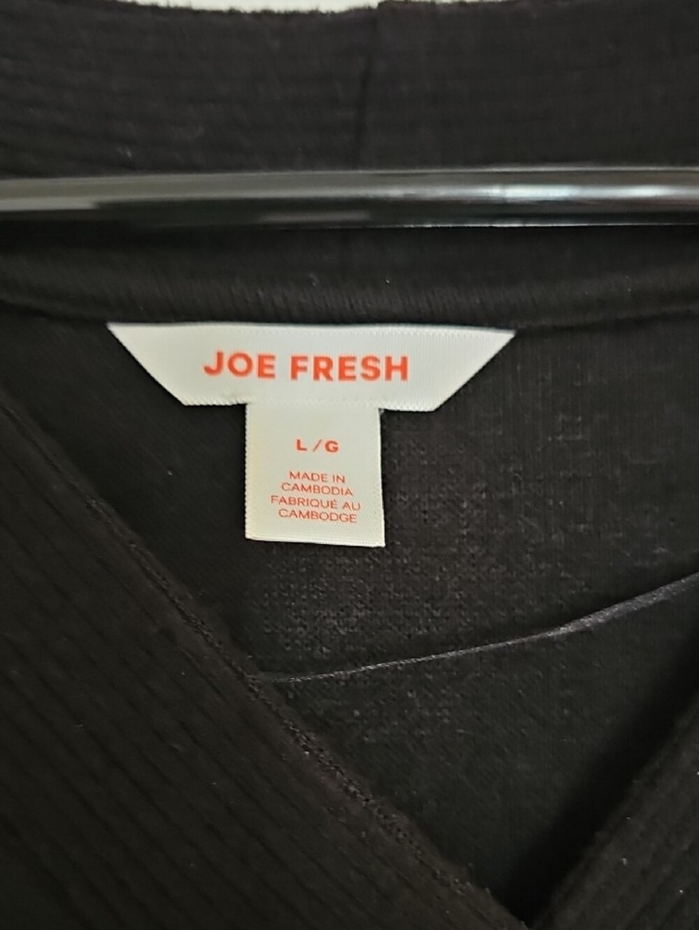 Joe Fresh Black Ribbed V-Neck Top - Picture 2 of 8